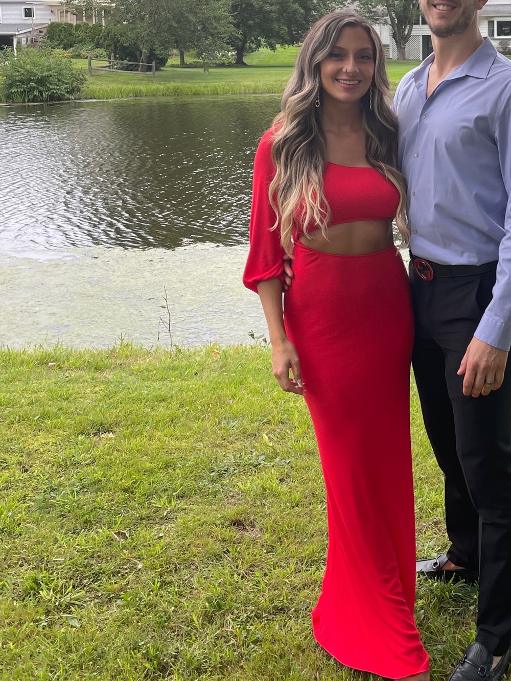 Red Maxi Cutout Dress - Elegant Women's Evening Gown